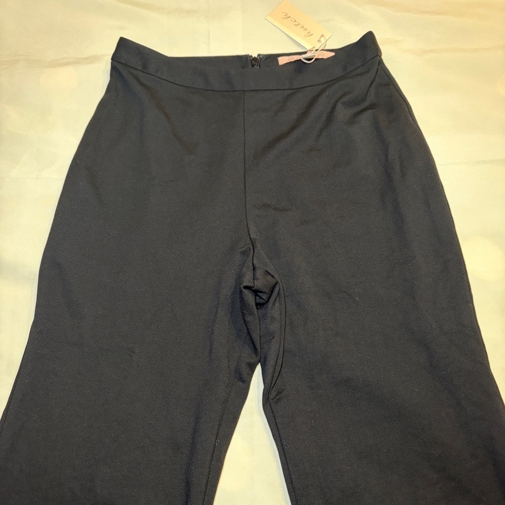 NEW! Hutch- Ponte Feather Pants Size 4 Black Flare Holiday Crop Ankle - Picture 3 of 9